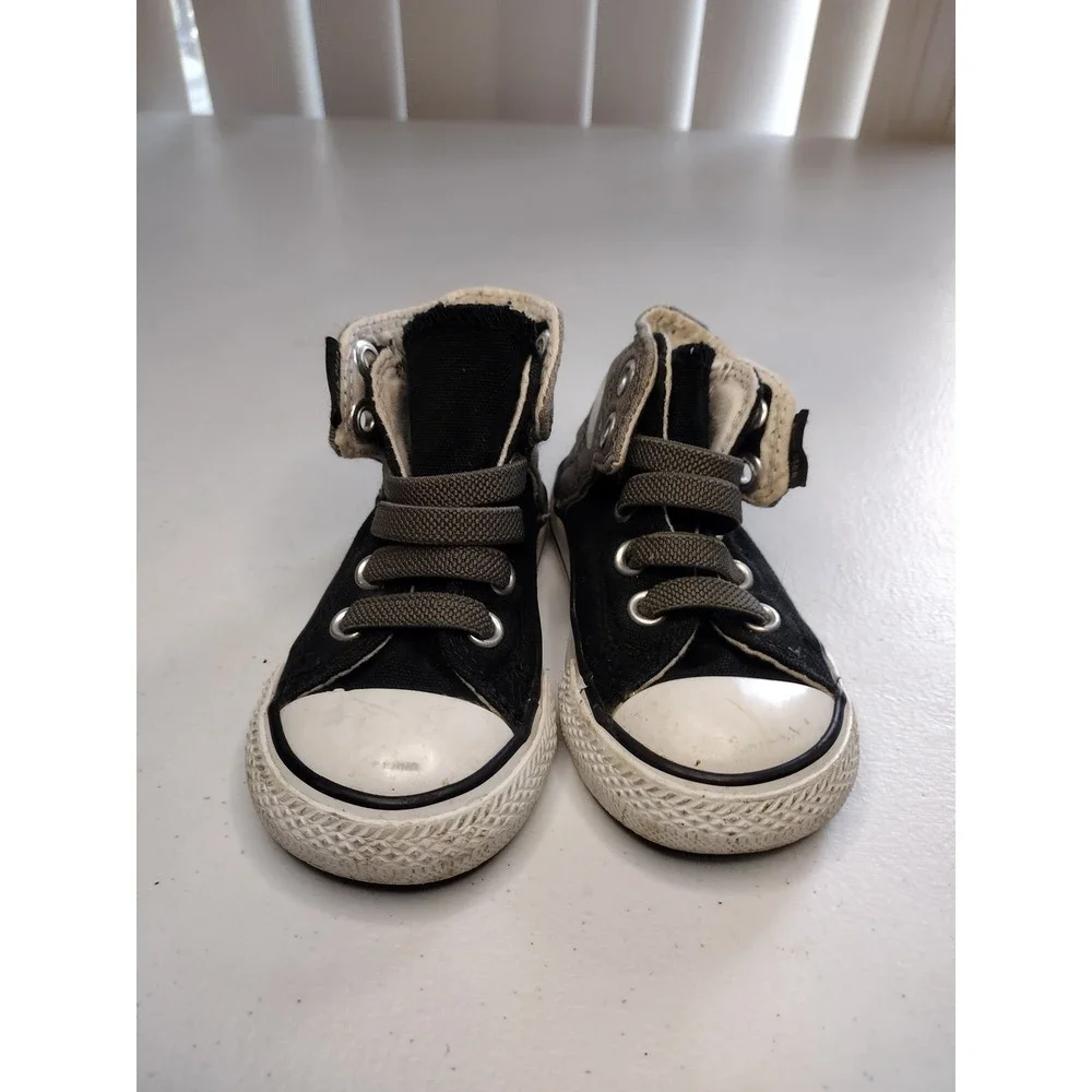 Converse All Star High Top Toddler‎ Shoes Black Gray Canvas Lace Up Size 5